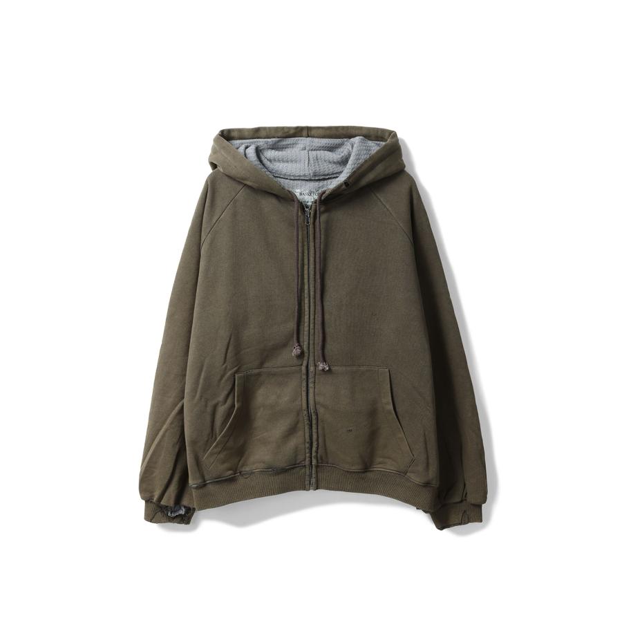 【P5倍】HENCH, thermal lined zip-up hoodie (brown) / WASHED BROWN Basketcase(バスケットケース) | 