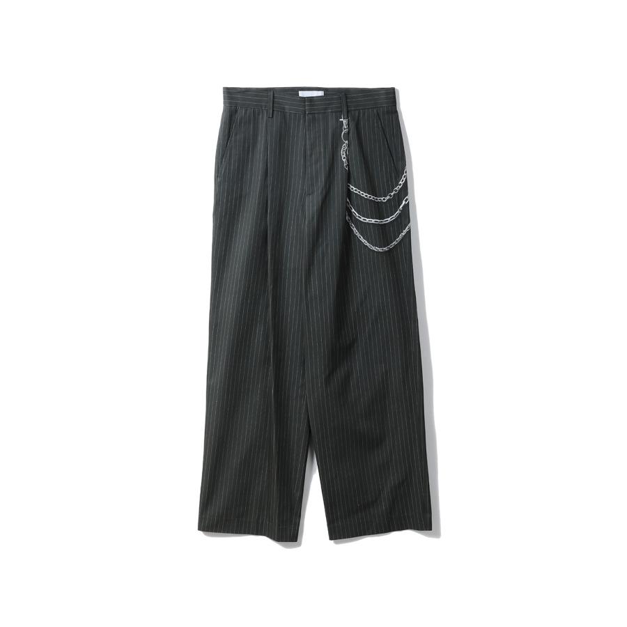 Printed One Tuck Trousers - Black(Stripe) (26-1302) TOLQ(トルク) | 