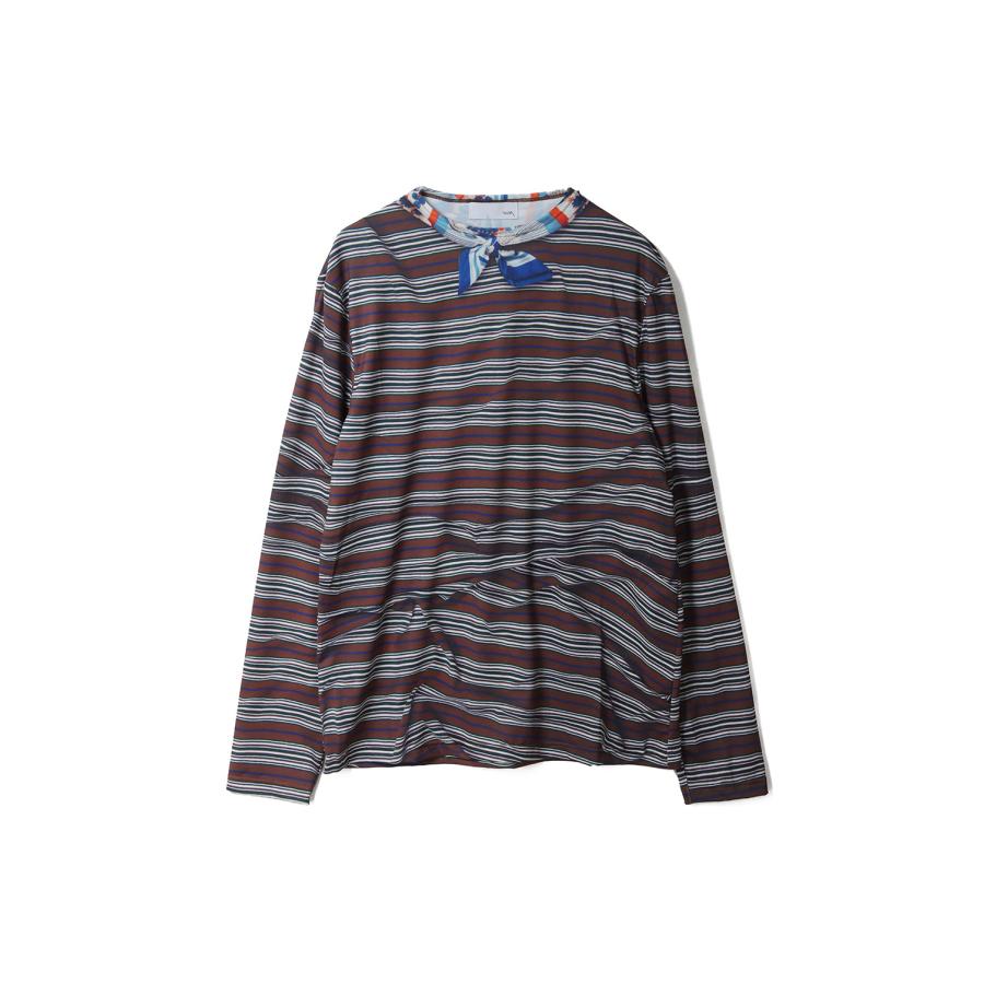 Printed Mock Neck T-shirts(L/S) - Brown (26-1204) TOLQ(トルク) | 