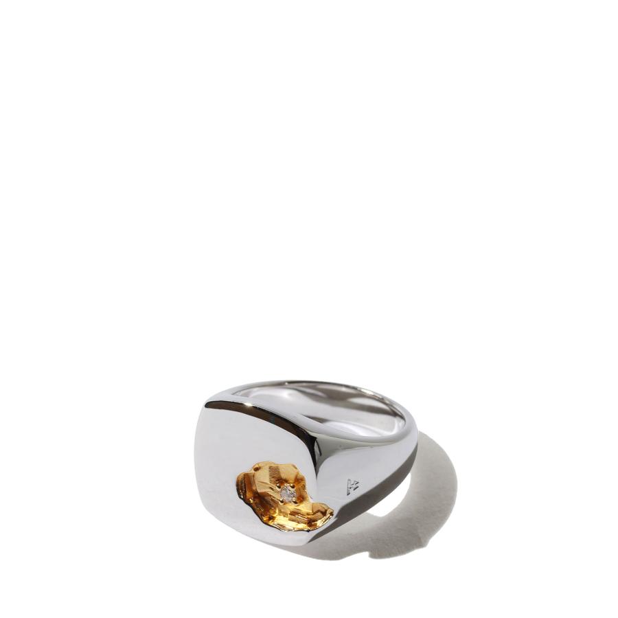 Mined Ring Large Diamond - SILVER / WHITE LARGE DIAMOND (101573) TOMWOOD(トムウッド) | 