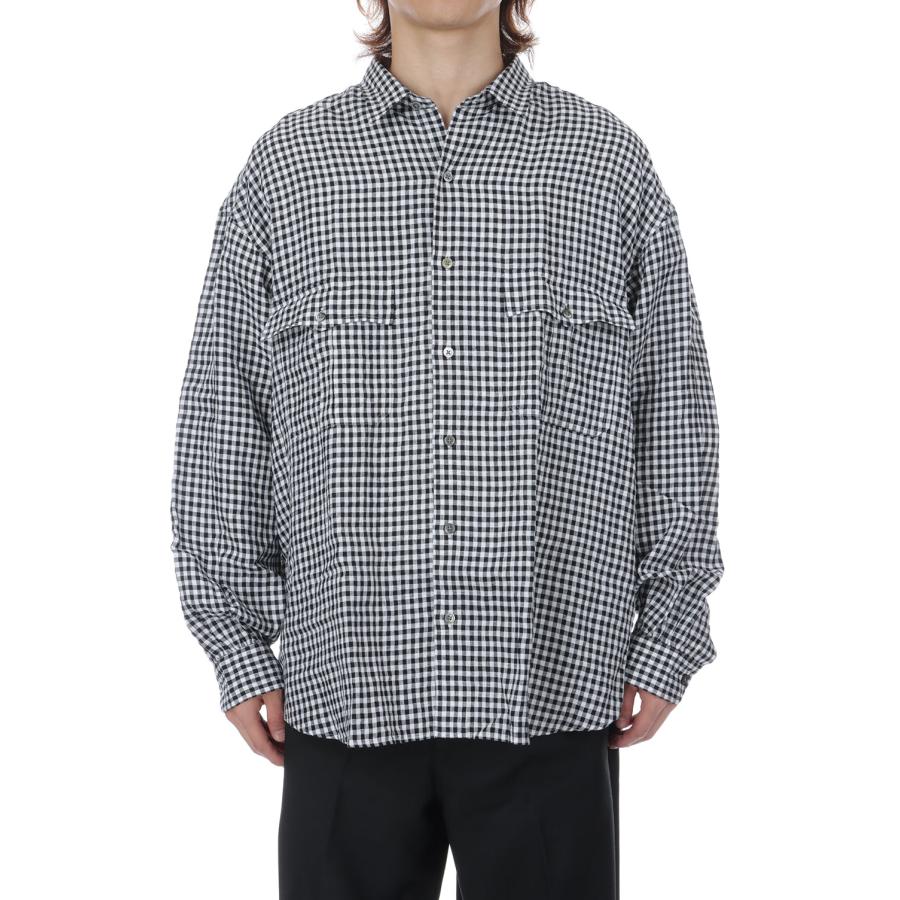 ROLL UP LINEN GINGHAM CHECK SHIRT / BLACK (PC-016-3978) Porter Classic(ポータークラシック) |  | 02