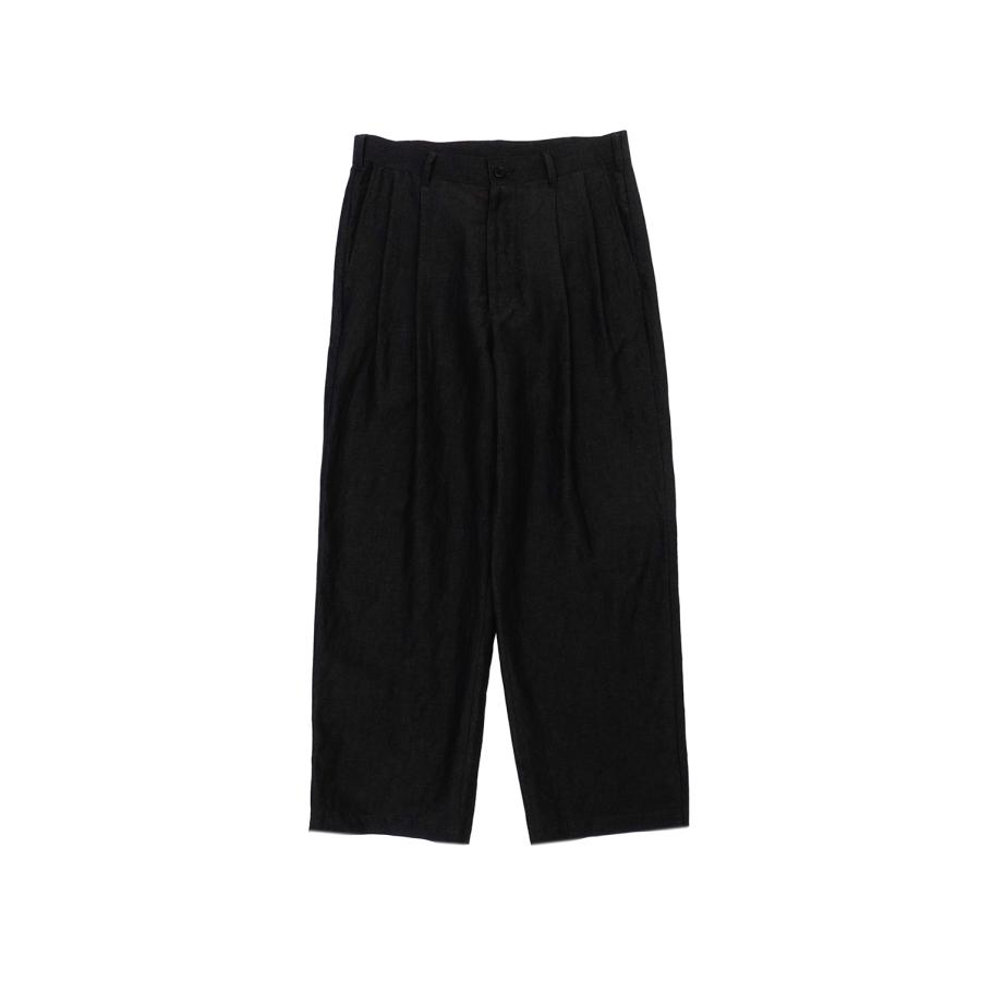 WOOL LINEN 2 TUCK TROUSERS - CHARCOAL (261-60504) Universal Products(ユニバーサルプロダクツ) | 