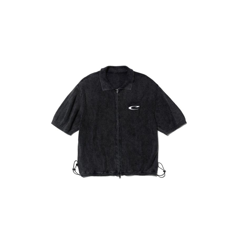 CPG FULL ZIP SS KNIT SHIRT - BLACK (26SS-CPG-10 / FS2025) F-LAGSTUF-F(フラグスタフ) | 