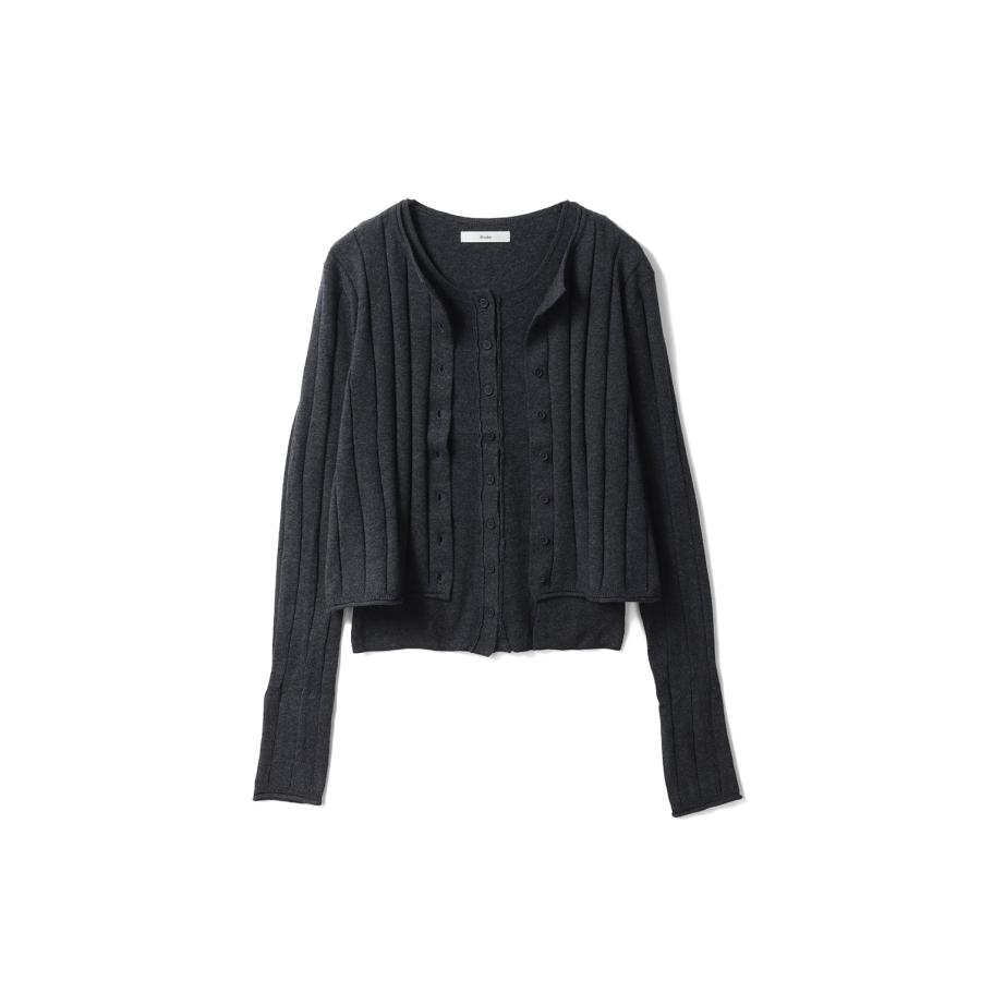 Cotton Layered Cardigan - CHARCOAL GRAY (62610502) anuke(アンヌーク) | 