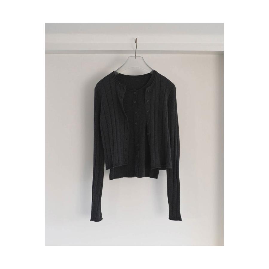 Cotton Layered Cardigan - CHARCOAL GRAY (62610502) anuke(アンヌーク) |  | 04