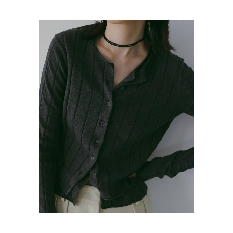 Cotton Layered Cardigan - CHARCOAL GRAY (62610502) anuke(アンヌーク) |  | 05