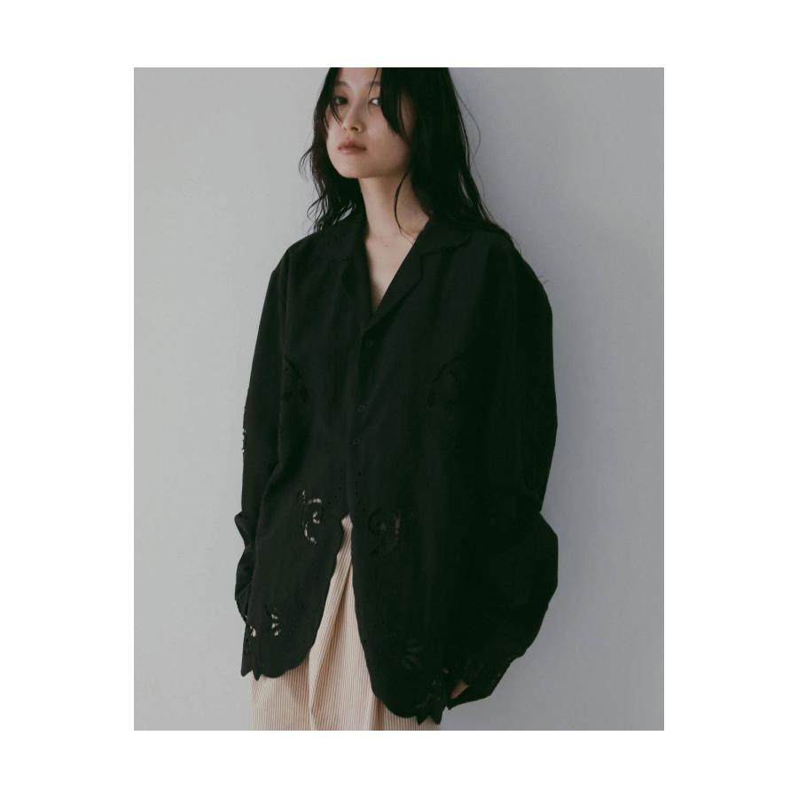 Cutwork Opencollar Shirts - BLACK (62610418) anuke(アンヌーク) |  | 03