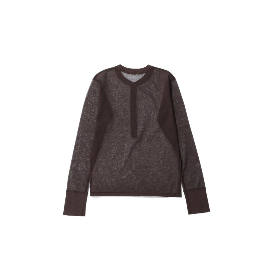 Sheer Henley Knit - BROWN (62610514) anuke(アンヌーク) |  | 01