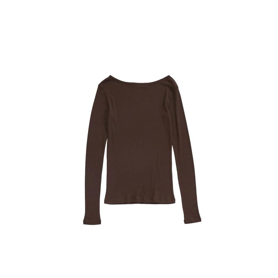 SHEER RIB LONG SLEEVE TEE - 48 BROWN (26SMSCU07) Shinzone(シンゾーン) | THE SHINZONE