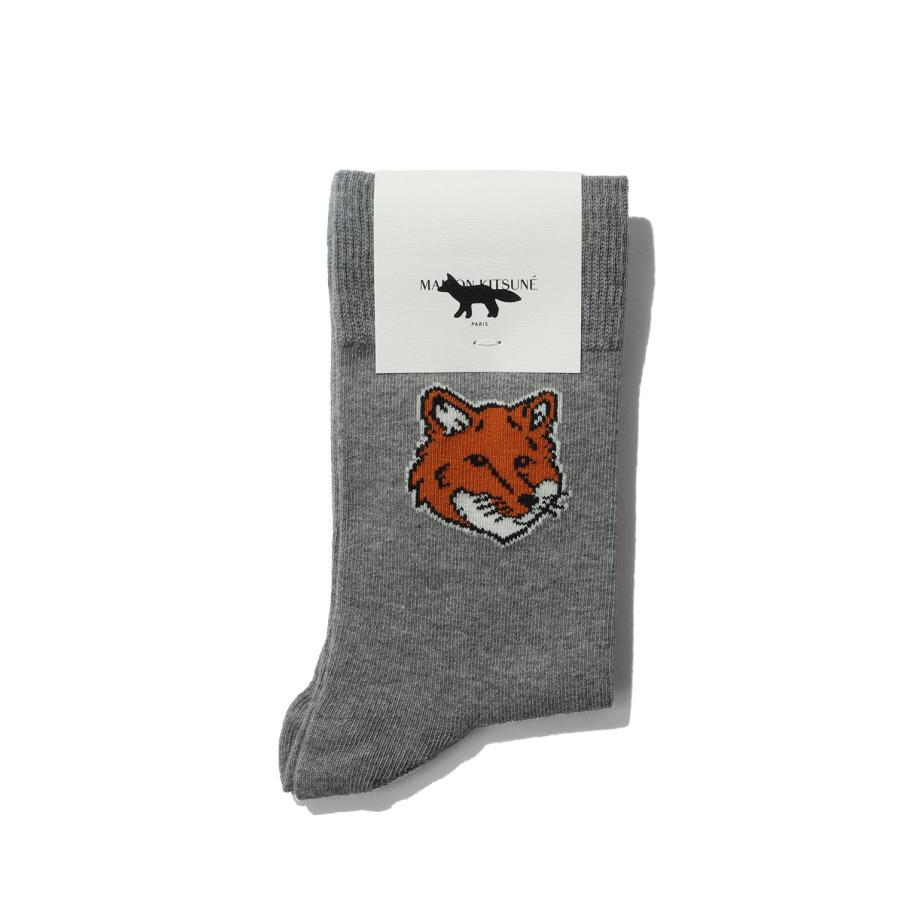 FOX HEAD SOCKS - DARK GREY MELANGE (PM06400KT0010) Maison Kitsune -Men-(メゾンキツネ) | 