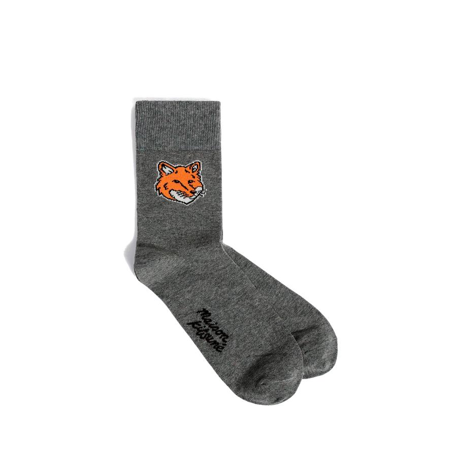 FOX HEAD SOCKS - DARK GREY MELANGE (PM06400KT0010) Maison Kitsune -Men-(メゾンキツネ) |  | 02