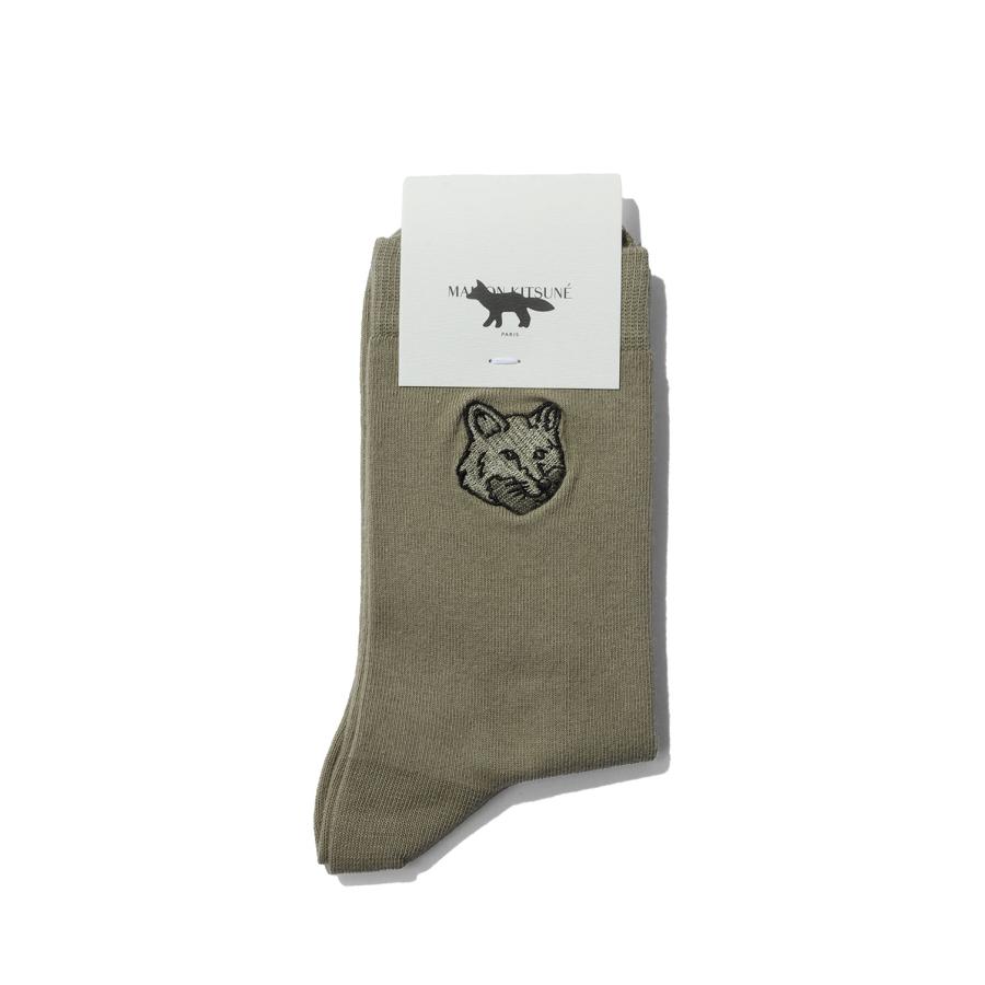 FOX HEAD SOCKS - TEA LEAF (OM06411KT1145) Maison Kitsune -Men-(メゾンキツネ) | 