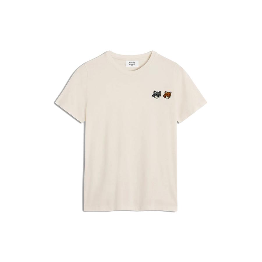 DOUBLE FOX HEAD REGULAR TEE- SHIRT - LATTE (OW011CFKJ7026) Maison Kitsune -Women-(メゾンキツネ) | 