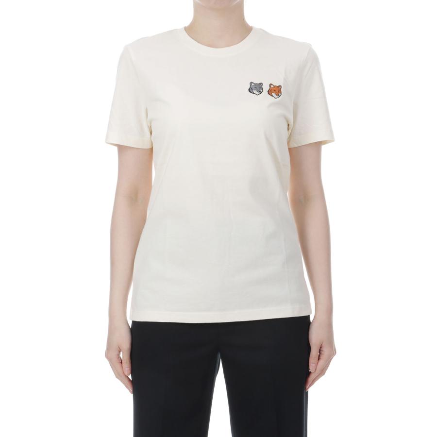 DOUBLE FOX HEAD REGULAR TEE- SHIRT - LATTE (OW011CFKJ7026) Maison Kitsune -Women-(メゾンキツネ) |  | 01