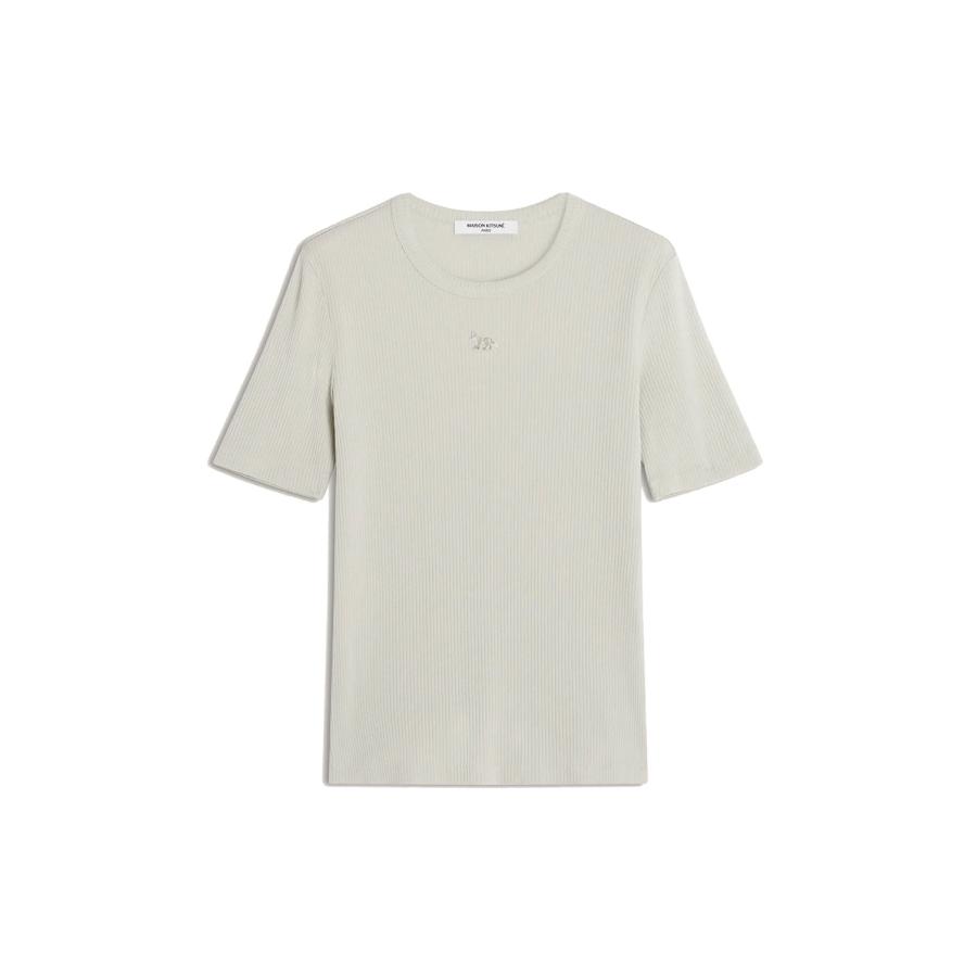 BABY FOX RIBBED FITTED TEE- SHIRT - MINERAL GRAY (OW00124KJ0134) Maison Kitsune -Women-(メゾンキツネ) | 