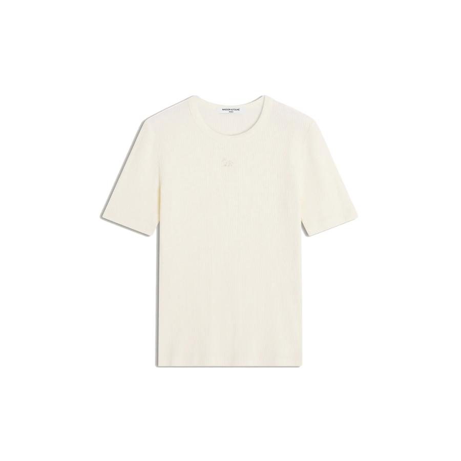 BABY FOX RIBBED FITTED TEE- SHIRT - PURE ECRU (OW00124KJ0134) Maison Kitsune -Women-(メゾンキツネ) | 