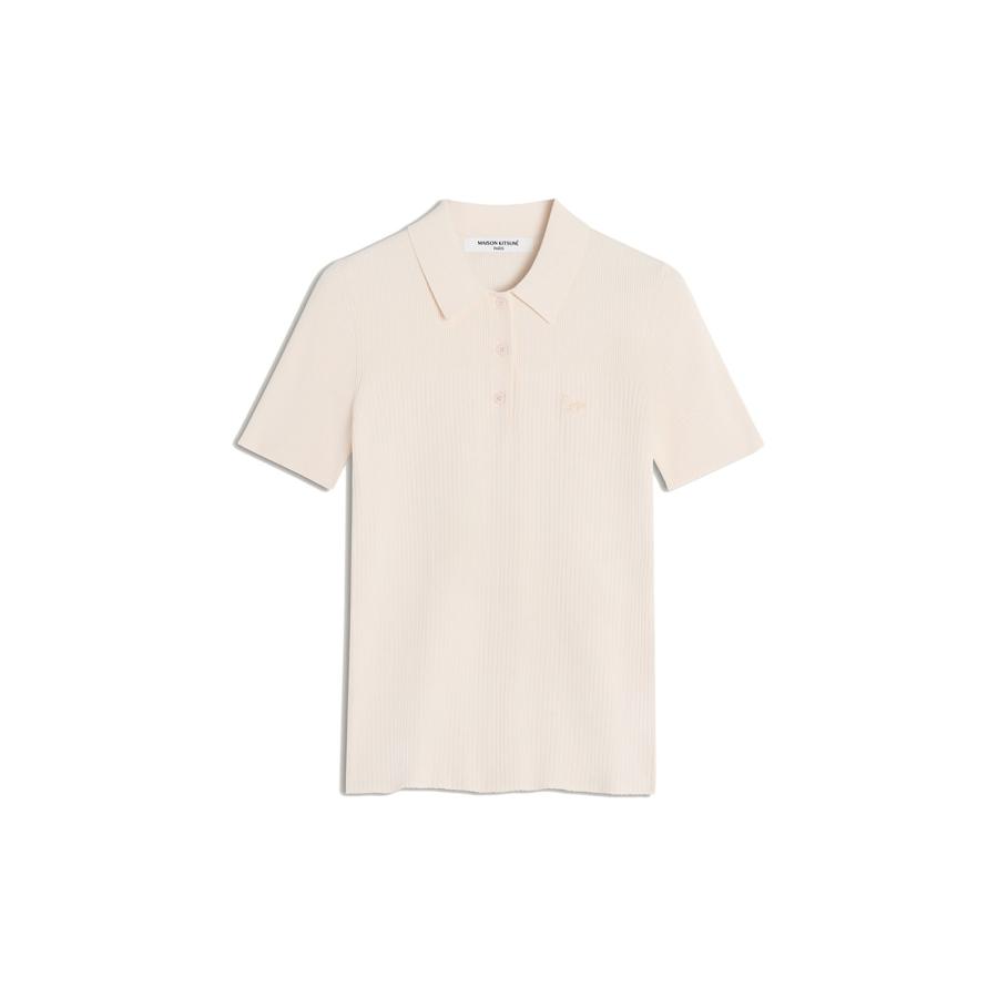 BABY FOX PLEAT RIB POLO - NOBLE BEIGE (QW00202KT1193) Maison Kitsune -Women-(メゾンキツネ) | 