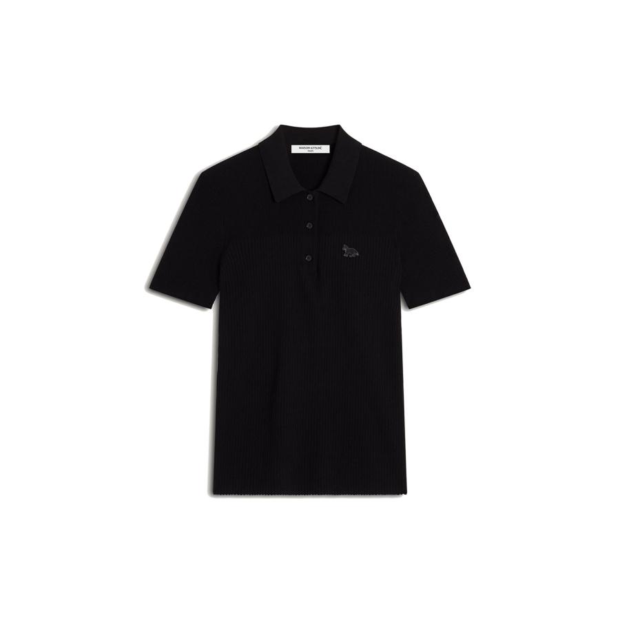 BABY FOX PLEAT RIB POLO - BLACK (QW00202KT1193) Maison Kitsune -Women-(メゾンキツネ) | 