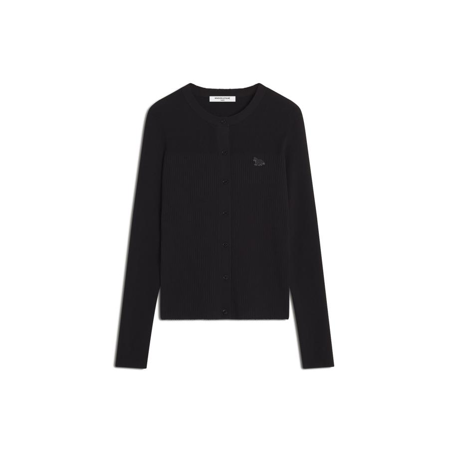 BABY FOX PLEAT RIB CARDIGAN - BLACK (QW00502KT1193) Maison Kitsune -Women-(メゾンキツネ) | 