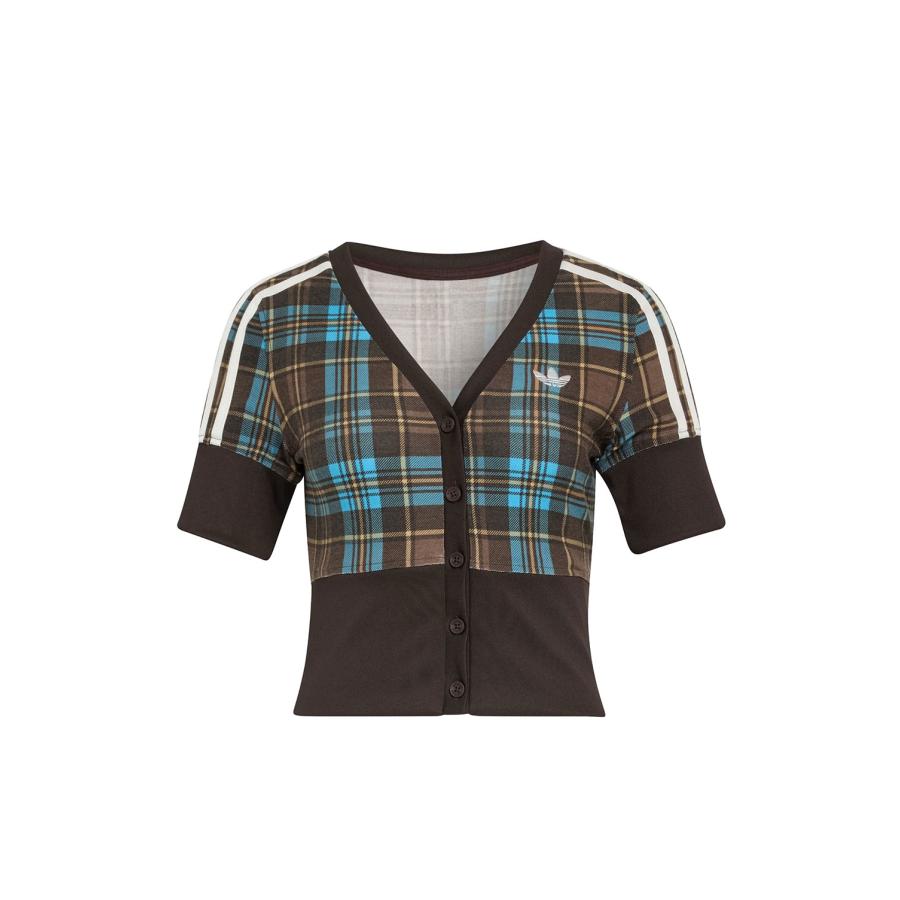 V-NECK CHECK SHIRT TOP - MULTI COLOR (RC2605OW010A) adidas Originals -Women-(アディダスオリジナルス) | 