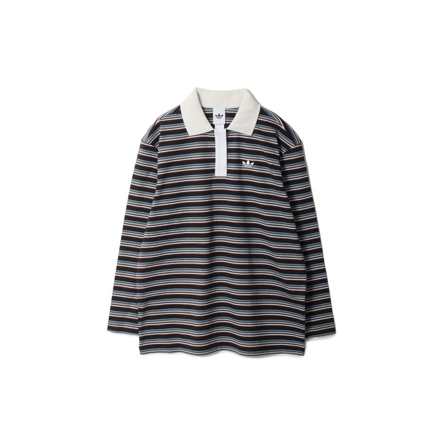 VINTAGE STRIPED OVZD POLO LS - AURORA COFFEE (RC2605OW013) adidas Originals -Women-(アディダスオリジナルス) | 