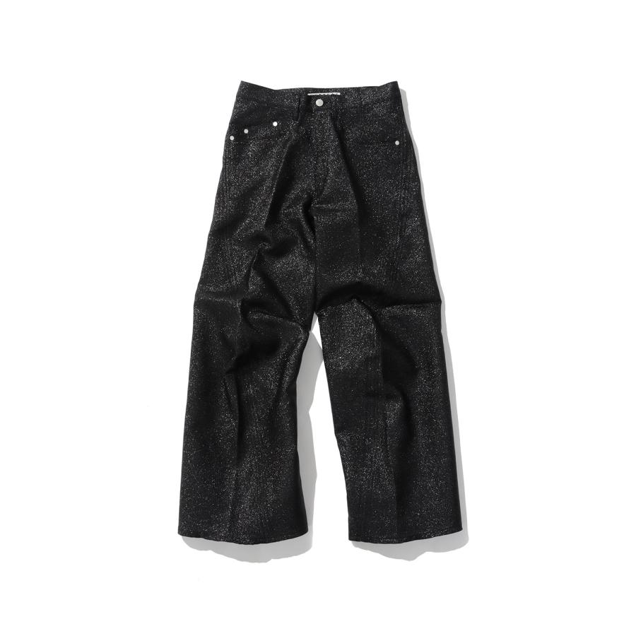 GLITTER TWILL 3D TWISTED WIDE LEG 5P PANTS - BLACK (NF261P16A) NVRFRGT(ネヴァーフォーゲット) | 