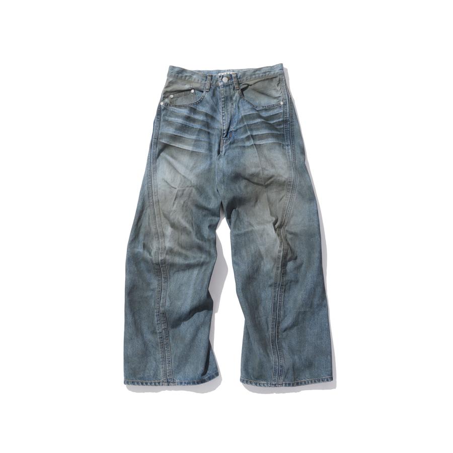 3D TWISTED WIDE LEG JEANS - DIRTY FADED INDIGO (NF261P15B) NVRFRGT(ネヴァーフォーゲット) | 