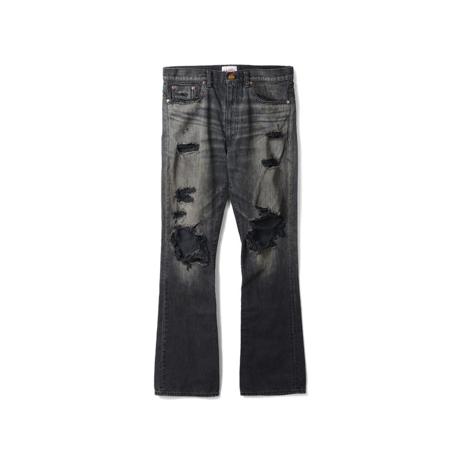 Distressed Slim Bootcut Jeans - BLACK (G16PT040) KAMIYA(カミヤ) | 