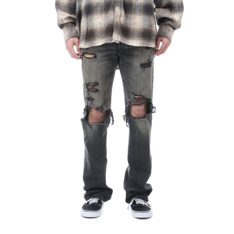 Distressed Slim Bootcut Jeans - BLACK (G16PT040) KAMIYA(カミヤ) |  | 02