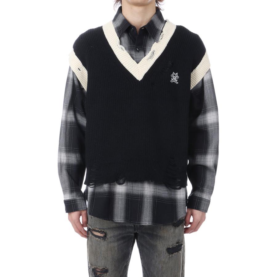 School V-neck Vest - BLACK (G16VT062) KAMIYA(カミヤ) |  | 02