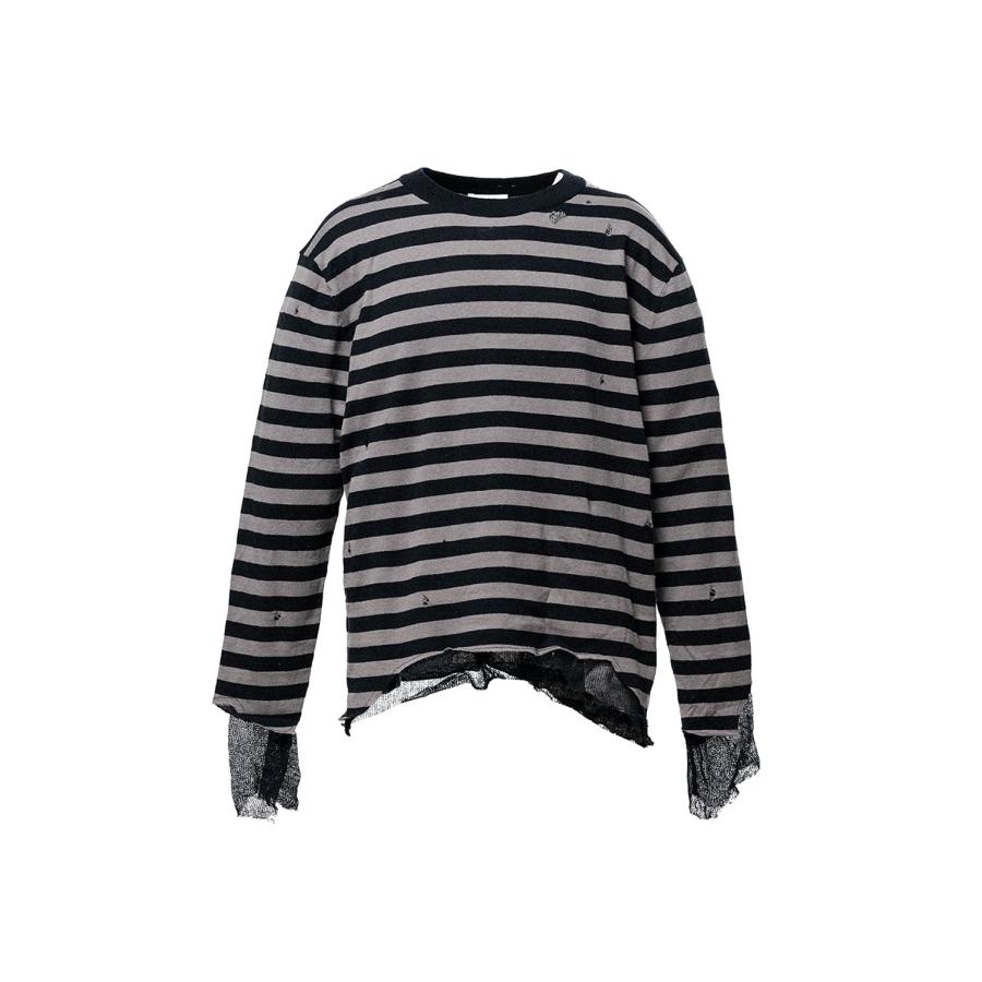 Layered Horizontal Striped Knit - BLACK (G16PO066) KAMIYA(カミヤ) | 