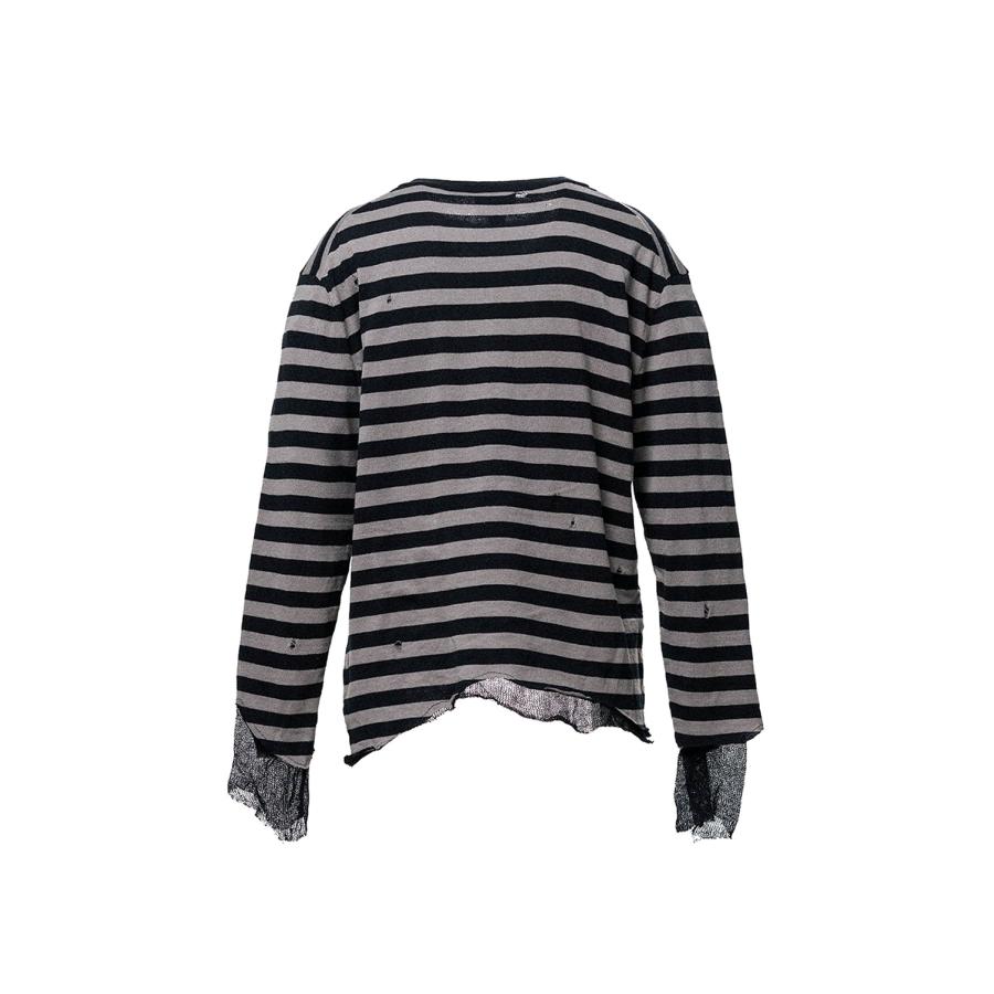 Layered Horizontal Striped Knit - BLACK (G16PO066) KAMIYA(カミヤ) |  | 01