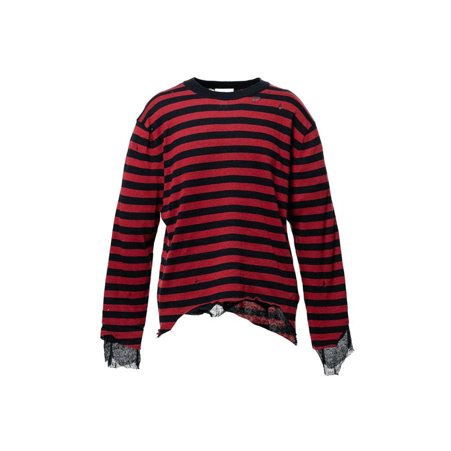 Layered Horizontal Striped Knit - RED (G16PO066) KAMIYA(カミヤ) | 