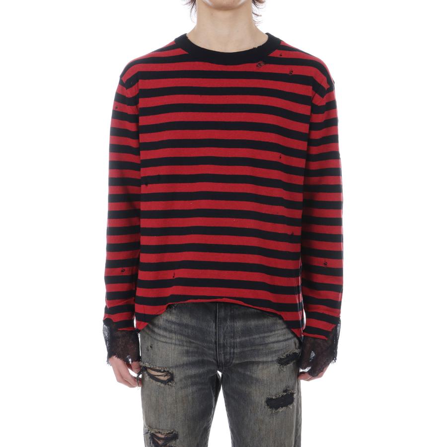Layered Horizontal Striped Knit - RED (G16PO066) KAMIYA(カミヤ) |  | 02