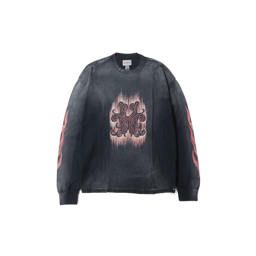 CRAYON FLAME KMY L/S Tee - BLACK (G16LT083) KAMIYA(カミヤ) | 