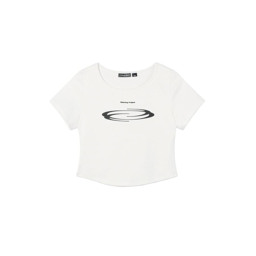 W Squareneck Cropped Symbol T Shirt  - WHITE (OP252WTS09WH00) OPENING PROJECT(オープニングプロジェクト) | 