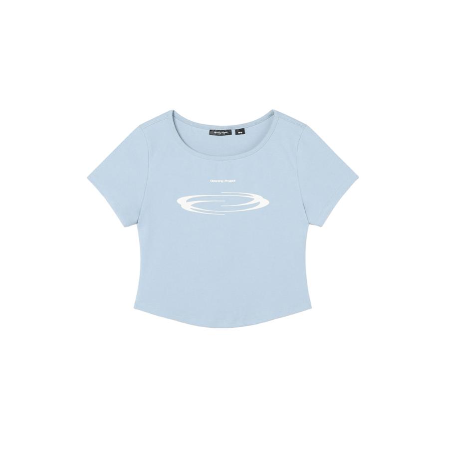 W Squareneck Cropped Symbol T Shirt  - SKY BLUE (OP252WTS09SB00) OPENING PROJECT(オープニングプロジェクト) | 