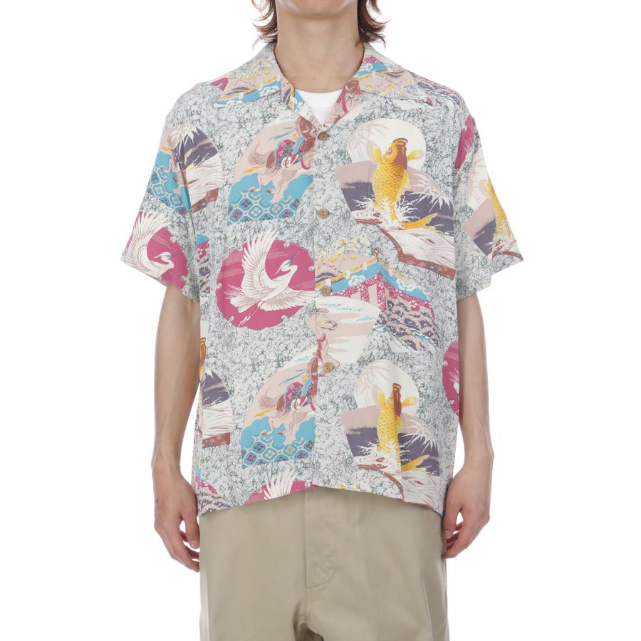 JAPANESE QUAINT DESIGN S/S RAYON HAWAIIAN SHIRT - GRAY (SS39614 ) SUN SURF(サンサーフ) |  | 02