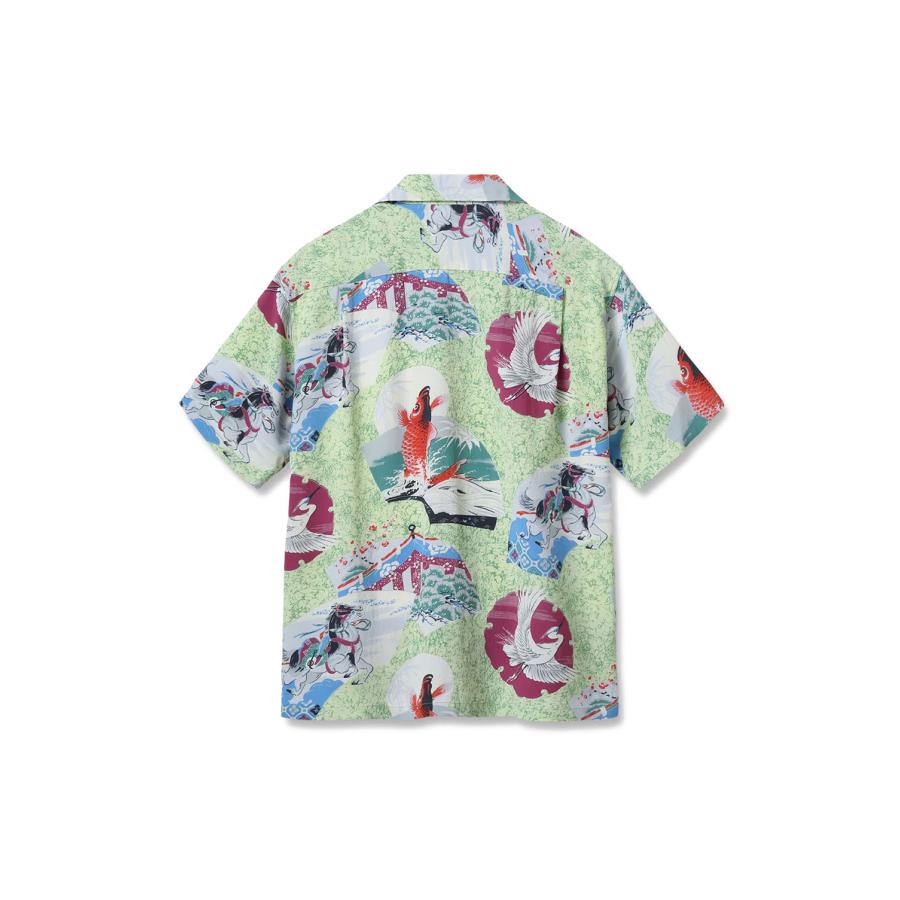 JAPANESE QUAINT DESIGN S/S RAYON HAWAIIAN SHIRT - GREEN (SS39614 ) SUN SURF(サンサーフ) |  | 01
