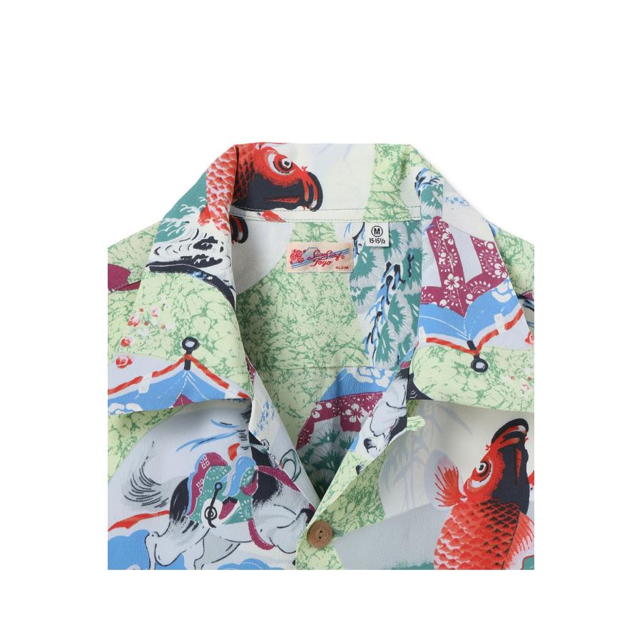 JAPANESE QUAINT DESIGN S/S RAYON HAWAIIAN SHIRT - GREEN (SS39614 ) SUN SURF(サンサーフ) |  | 02