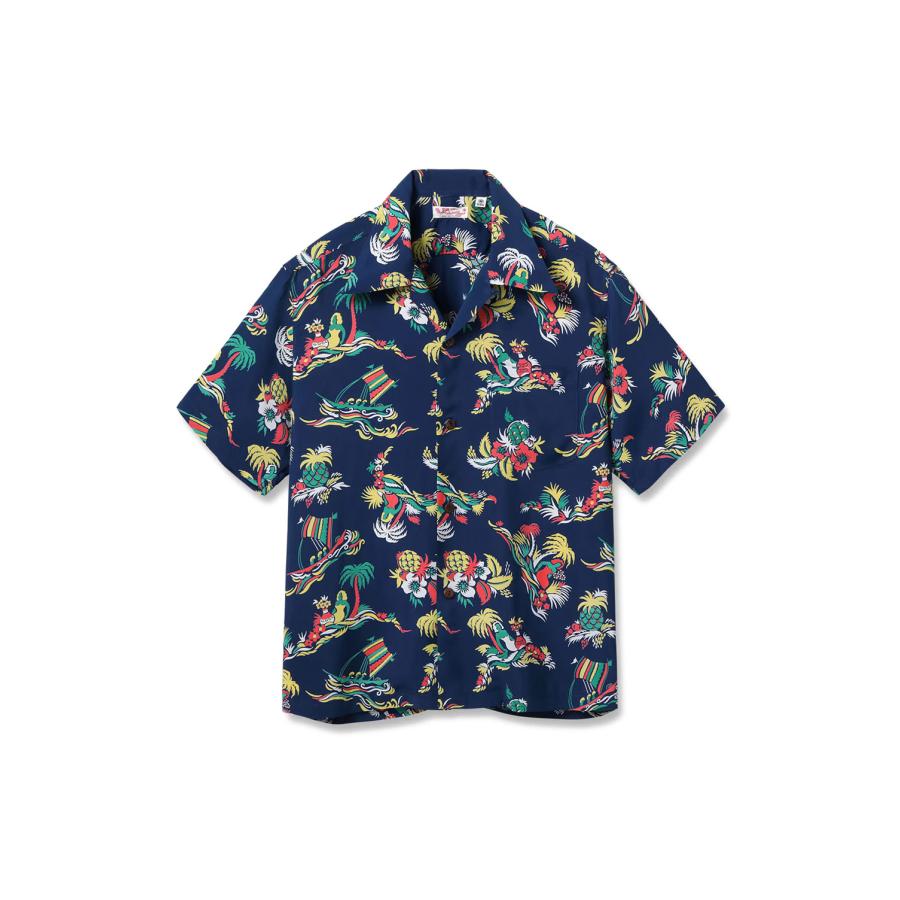 ISLAND TRIP S/S RAYON HAWAIIAN SHIRT - NAVY (SS39620 ) SUN SURF(サンサーフ) | 
