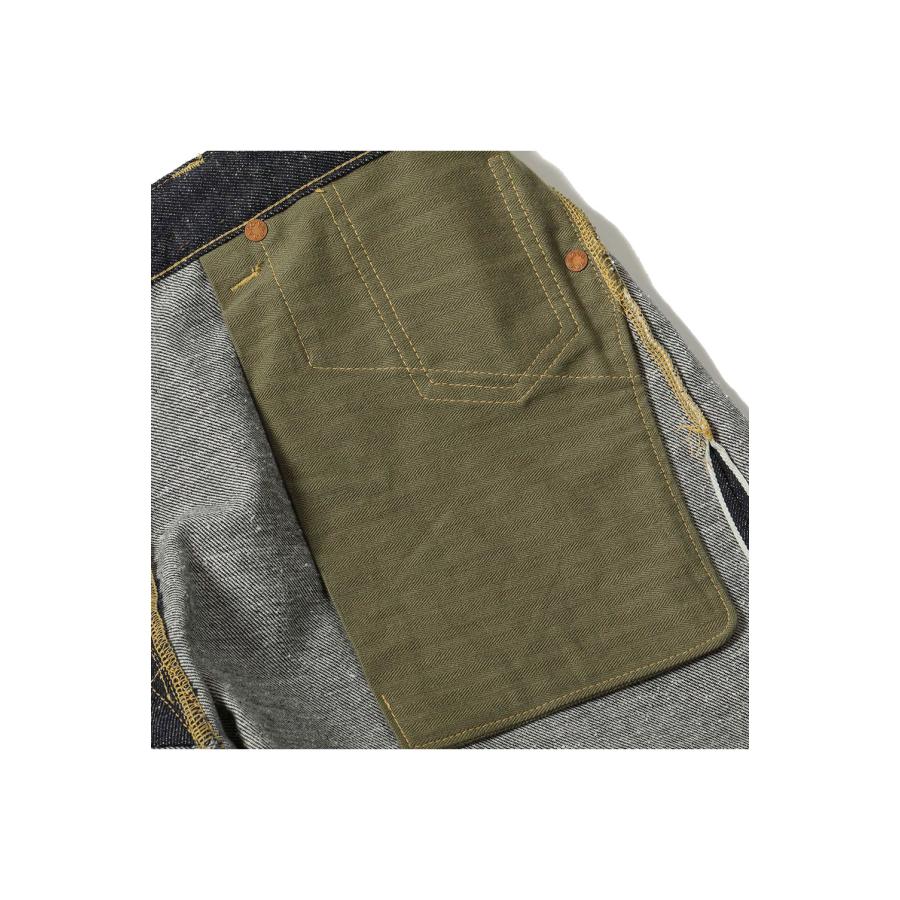 RECYCLED SUVIN COTTON YARAN 11.5oz DENIM ５POCKET WIDE PANTS WWII MODEL - N.NAVY (GL42620N) Gold(ゴールド) |  | 05