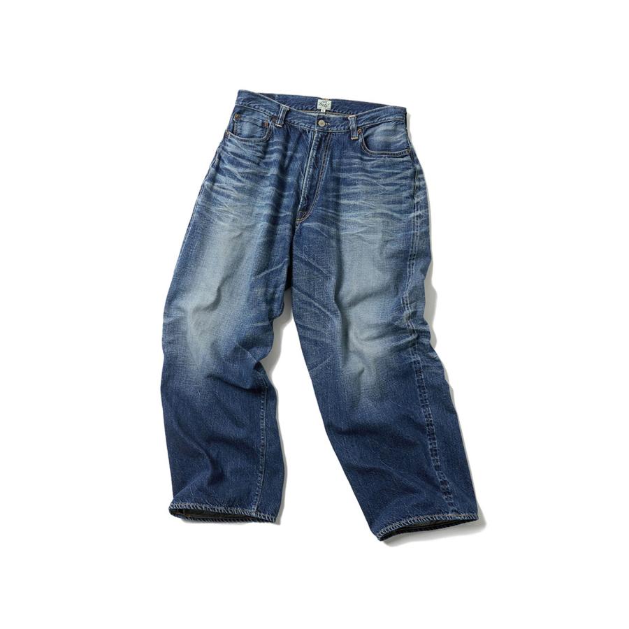 RECYCLED WASTE SUVIN COTTON YARI 11.50z. DENIM SPOCKET WIDE PANT'S VINTAGE WASHED - NAVY (GL42621H) Gold(ゴールド) | 