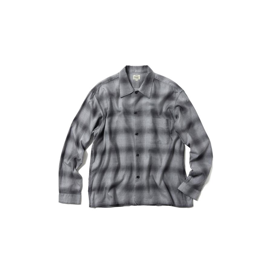 COTTON/SILK NEL CHECK OPEN SHIRT - GRAY (GL29646) Gold(ゴールド) | 