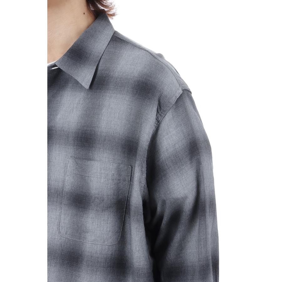 COTTON/SILK NEL CHECK OPEN SHIRT - GRAY (GL29646) Gold(ゴールド) |  | 10