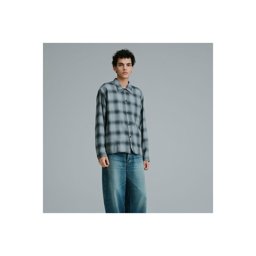 COTTON/SILK NEL CHECK OPEN SHIRT - GRAY (GL29646) Gold(ゴールド) |  | 05
