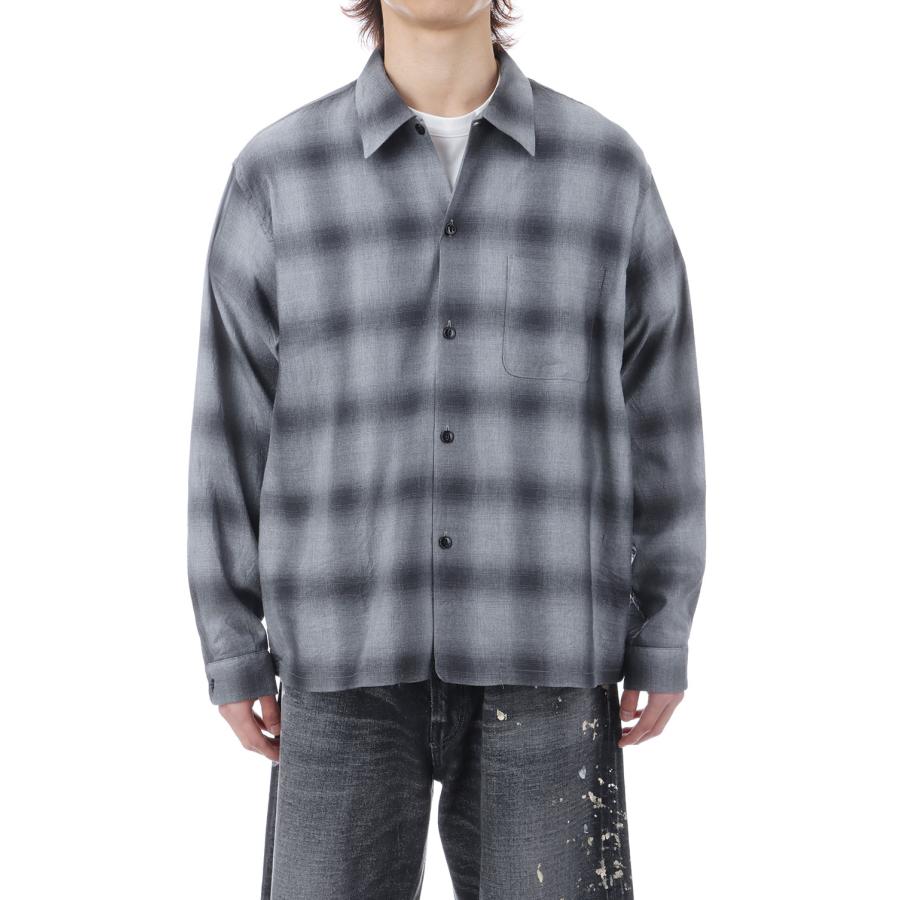 COTTON/SILK NEL CHECK OPEN SHIRT - GRAY (GL29646) Gold(ゴールド) |  | 06