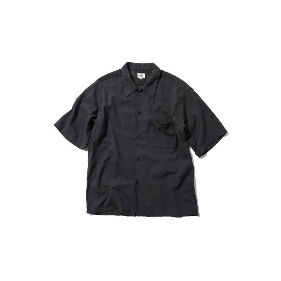 SELVEDGE OXFORD S/S OPEN SHIRT - BLACK (GL39649) Gold(ゴールド) | 