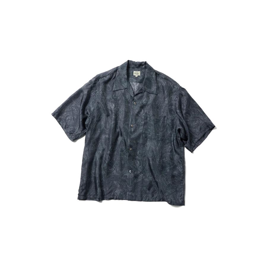 PAISLEY PATTERN SILK TWILL S/S OPEN T-SHIRTS - BLACK (GL39651) Gold(ゴールド) | 