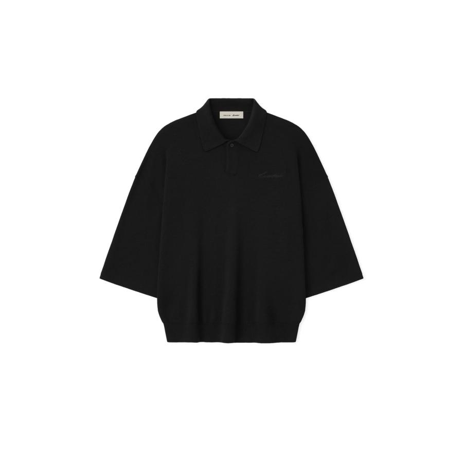 SIGNATURE 3/4 SLEEVE 90'S KNIT POLO - VINTAGE BLACK (192SP266961F) ESSENTIALS(エッセンシャルズ) | 
